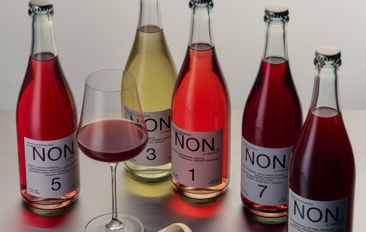 The NON range — bottles 5, 3, 1, 7 and 9 with a poured glass